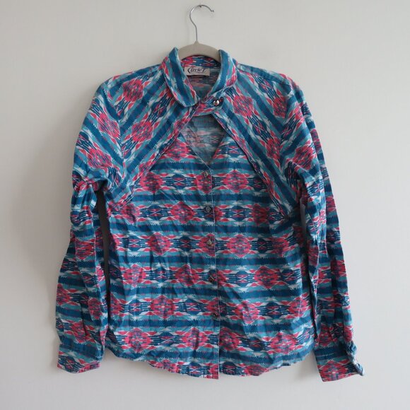 VINTAGE CIRCLE T Aztec Western Southwestern Button Down Shirt Country Rodeo - Picture 2 of 15